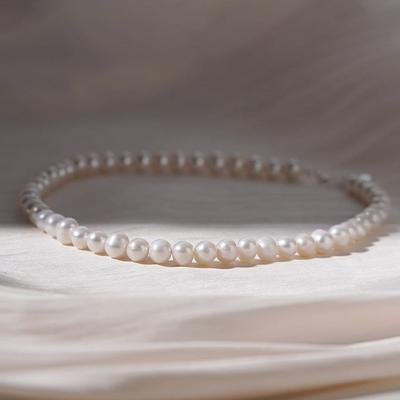 925 Silver Olivia Natural Freshwater Pearl Choker Necklace W
