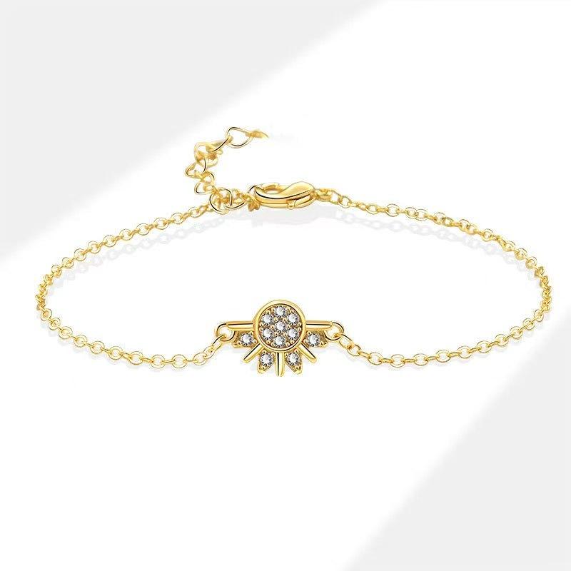 

Moon And Sun Elegant Zirconium Chain Bracelet Ins Fashionable And Simple Lady Couple Bracelet 1PC Unique Golden Sun