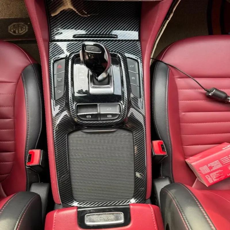 For MG HS 2018- ABS carbon fiber center conlose Gear Shift Panel front water cup holder Cover sticker interior accessories