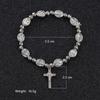 Handmade Rosary Bracelet Elasticated Metal Bracelet  Round Rose Alloy Beads Catholic Saints Images Prayer Bracelets