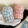 Hat Female original versatile sweet bow embroidered baseball cap spring and summer plaid cap showing small face