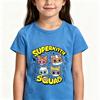 Children's Cotton T-shirts SuperKitties Cartoon Print Kids Short Sleeve Cute Boys Girls 2-12Y Tees Casual Crew Neck Tops Summer