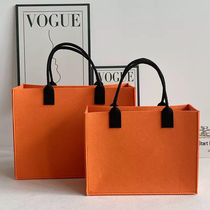Stylish Color Block Felt Tote Bag - Large Capacity, Customizable for Gifts & Business