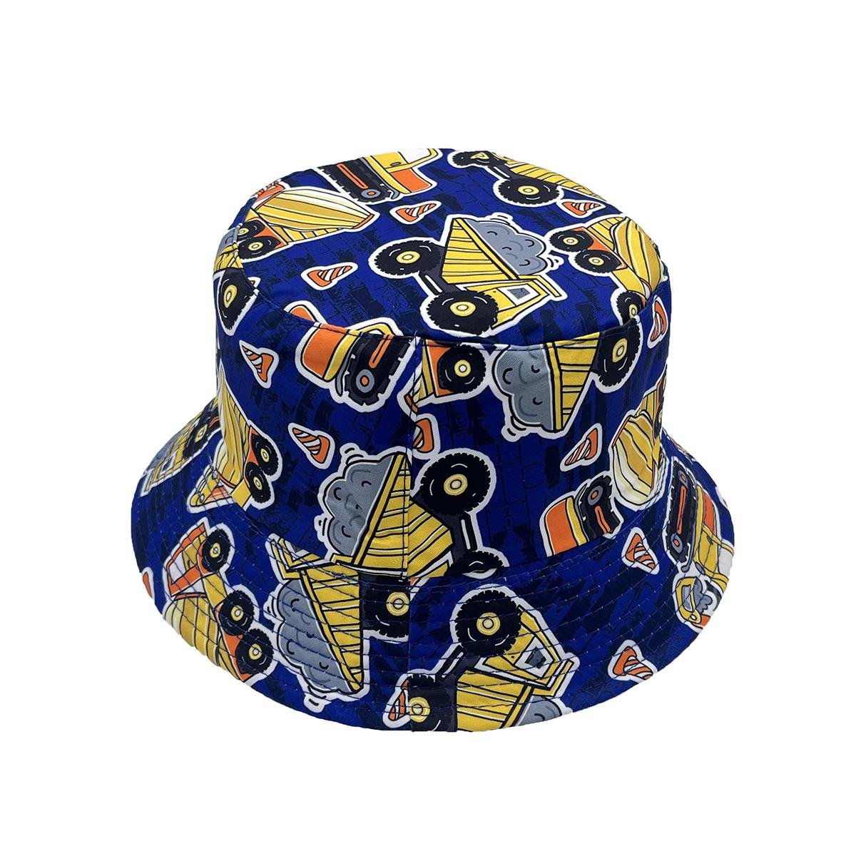 Cartoon Construction Car Mixer Pattern Versatile Children S Bucket Hat Outdoor Leisure Sun Hat 54Cm Children 54cm тёмно-синий