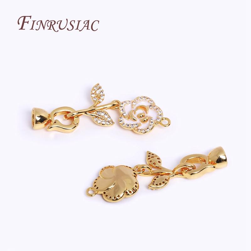 Inlaid Zircon Connector Bead Clasps Fastener DIY Jewelry Making,Classic 18K Gold Plated Pearl Clasps For Necklace Making