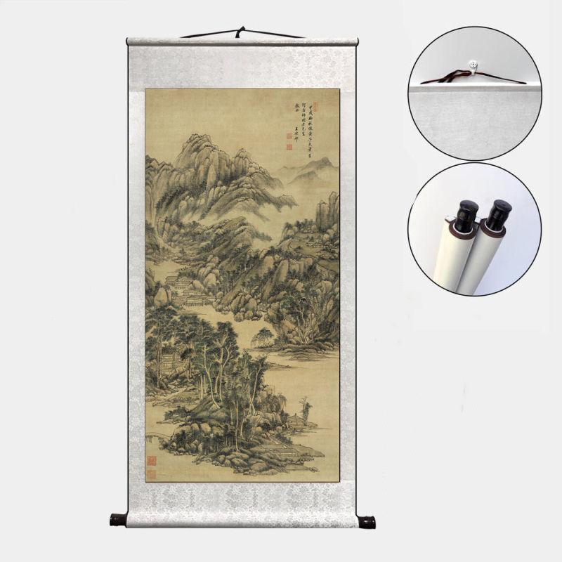 Antikes Landschaftsgemälde Hängerolle Traditionelle Chinesische Malerei Rolle Wohnzimmer Arbeitszimmer Dekorative Hängerolle