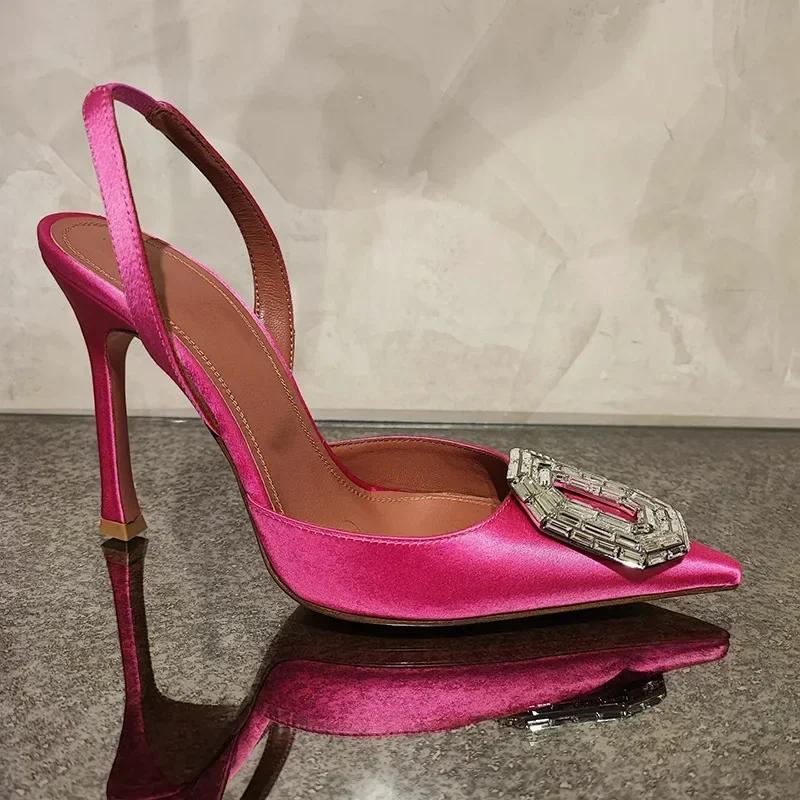 Women High Heels Water Diamond Buckle Toe Sandals New Pointed Thin Heel Hollow Banquet High Heels Platform Sandals Women Shoes