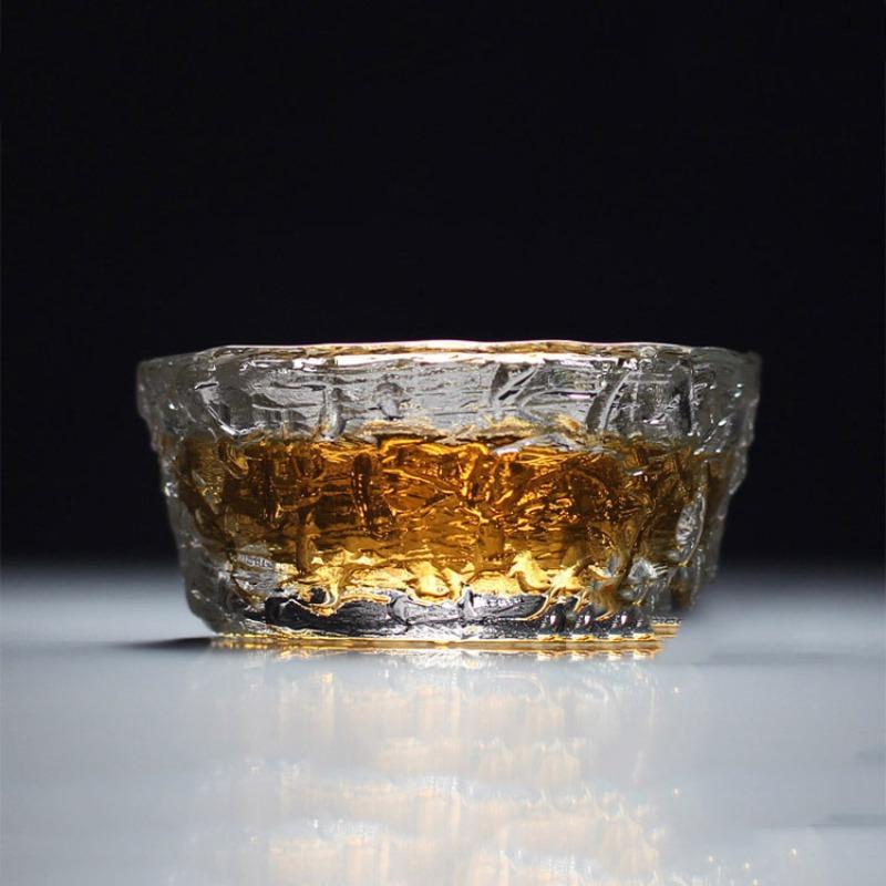 1pc Tea Bowl Thickened Heat-resistant Household Glass Kung Fu Teacup Hammer Pattern Tea Cup Master Cup Single Cup Crystal