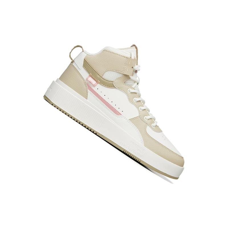 Anta Anti-Slip Wear-Resistant High-Top Skateboard Shoes Women's White Yellow Sneakers 922238011-11