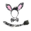 4Pcs Zebra Costume Set Zebra Ears Headband Tail Tutu Skirt Bowtie for Kid Halloween Christmas Animal Cosplay Accessories