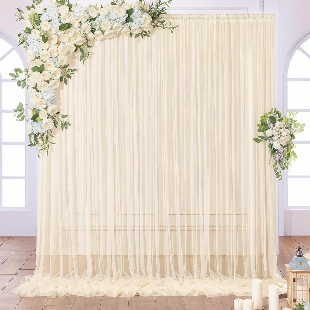 White Sheer Chiffon Backdrop Curtains, Wedding Backdrops Drapes for Birthday Party Photo Back Drop Background Home Decorations