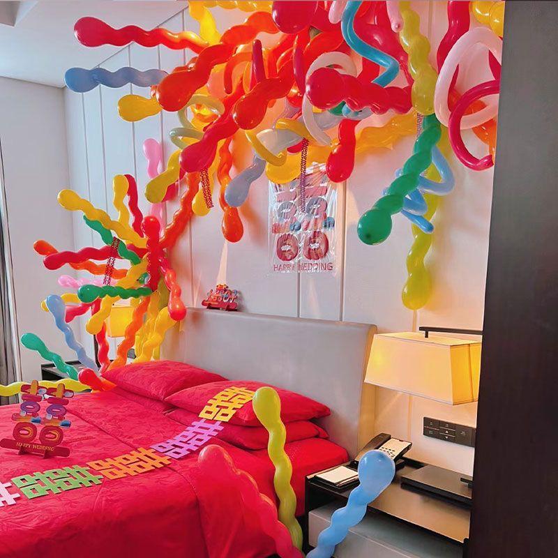 Rainbow Twist Balloons for Wedding and New Home Decor - Colorful Bedside and Living Room Arrangement Supplies