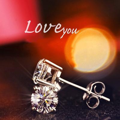 Exquisite Round Cut White Glass Studs Earrings For Bridal Wedding Engagement Jewelry Gifts