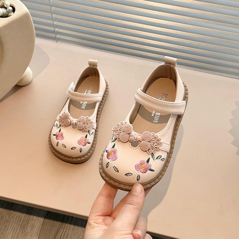 

Детская кожаная обувь Обувь для девочек Весенняя обувь для девочек на мягкой подошве Однотонная обувь в китайском стиле Модная обувь 21 розовый