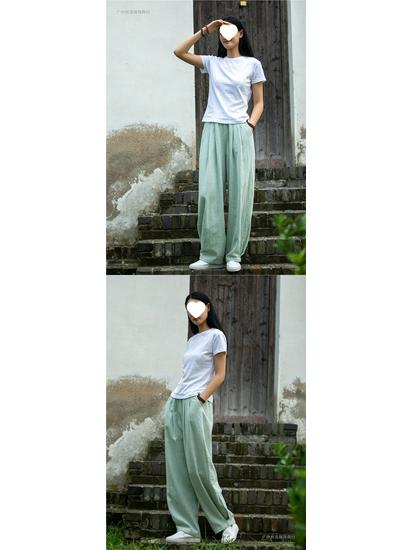Spring 2026 Women's Cotton & Linen Lantern Pants: Artistic, Sand-Washed, Slimming, Casual Fit