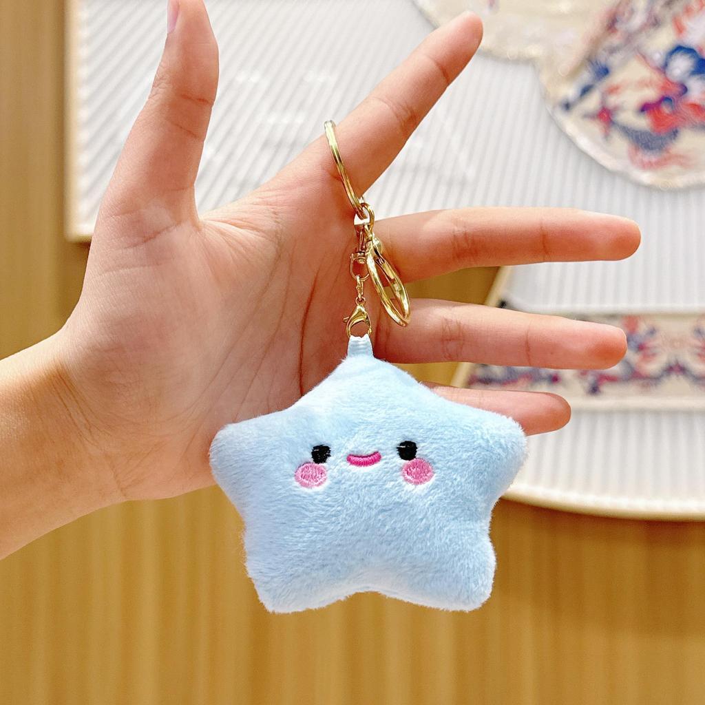 Five-Pointed Star Plush Bag Charm & Keychain - Cute, Girlish Heart Accessory for Backpacks