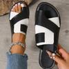Ladies' Flat Sandals, Color Blocked Toe Sandals, Casual Summer Outdoor Sandals
