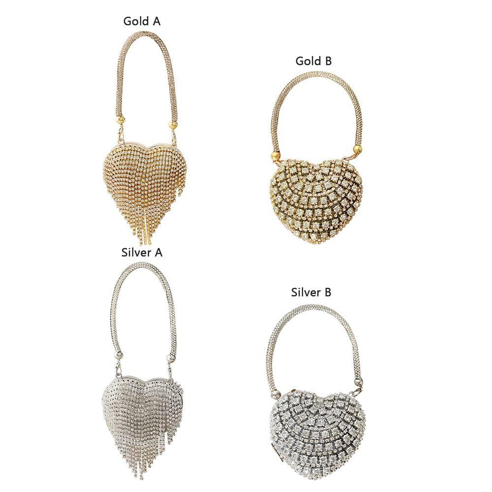 Heart Shape Retro Envelope Bag Rhinestones Luxury Design Mini Bag Chain Shoulder Small Size Fashionable Chain Bag