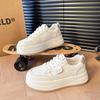 Platform white shoes women's 2025 autumn new leather versatile sports and leisure shoes comfortable soft sole lightweight board shoes women