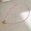 Imitation Pearl Necklace Women Choker Seed Beads Rainbow Stainless Steel Clasp Sailor Buckle Base Chain Gold Color Boho