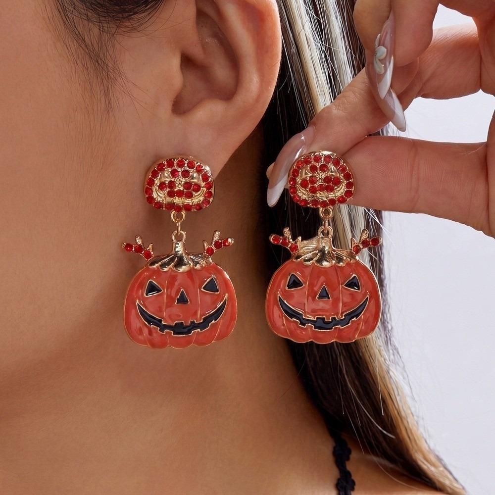 Colorful Design Halloween Dangle Earrings Enamel Coating Skull Earrings Spider Drop Earrings Party