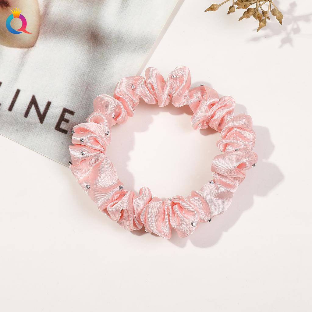 Satin Großes Scrunchie Einfarbig Kordelfarbe Dinza Pferdeschwanz Kugel Haargummi
