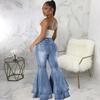 European & American Fashion Wide-Leg Stretch Denim Flare Pants