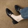 Soft Leather Hollowed-out Sandals, Women's Low-heeled Soft-soled Breathable Perforated Single Shoes