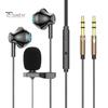 Wired Earphone with Microphone Dual 3.5MM Plug Half In-ear Noise Canceling Line Control Recording Live Streaming Gaming Earbud Headphone
