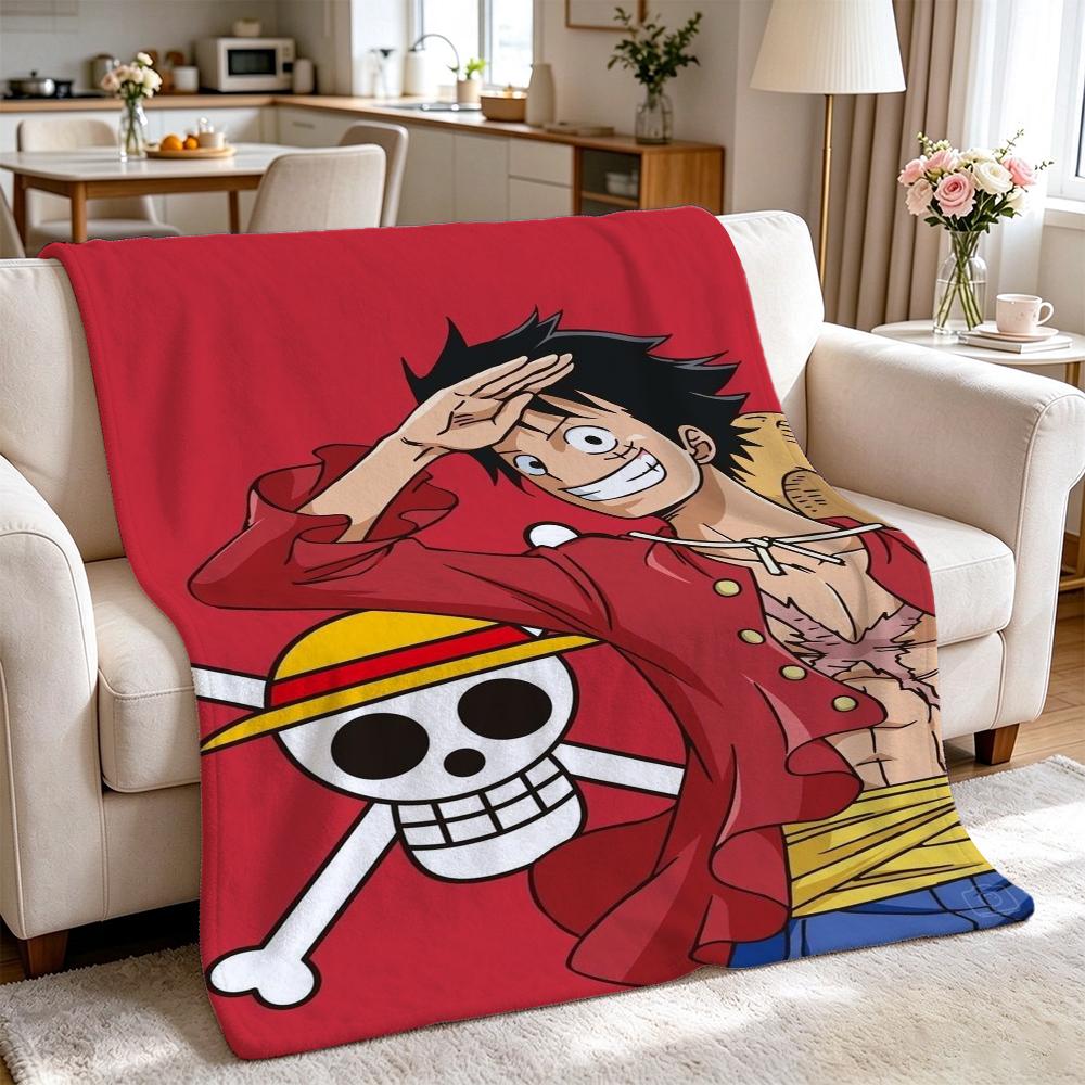 Luffy'S Straw Hat Pirates Pattern Flannel Blanket Soft Comfortable Throw Blanket For Camping Travel Home Decor Christmas Gift