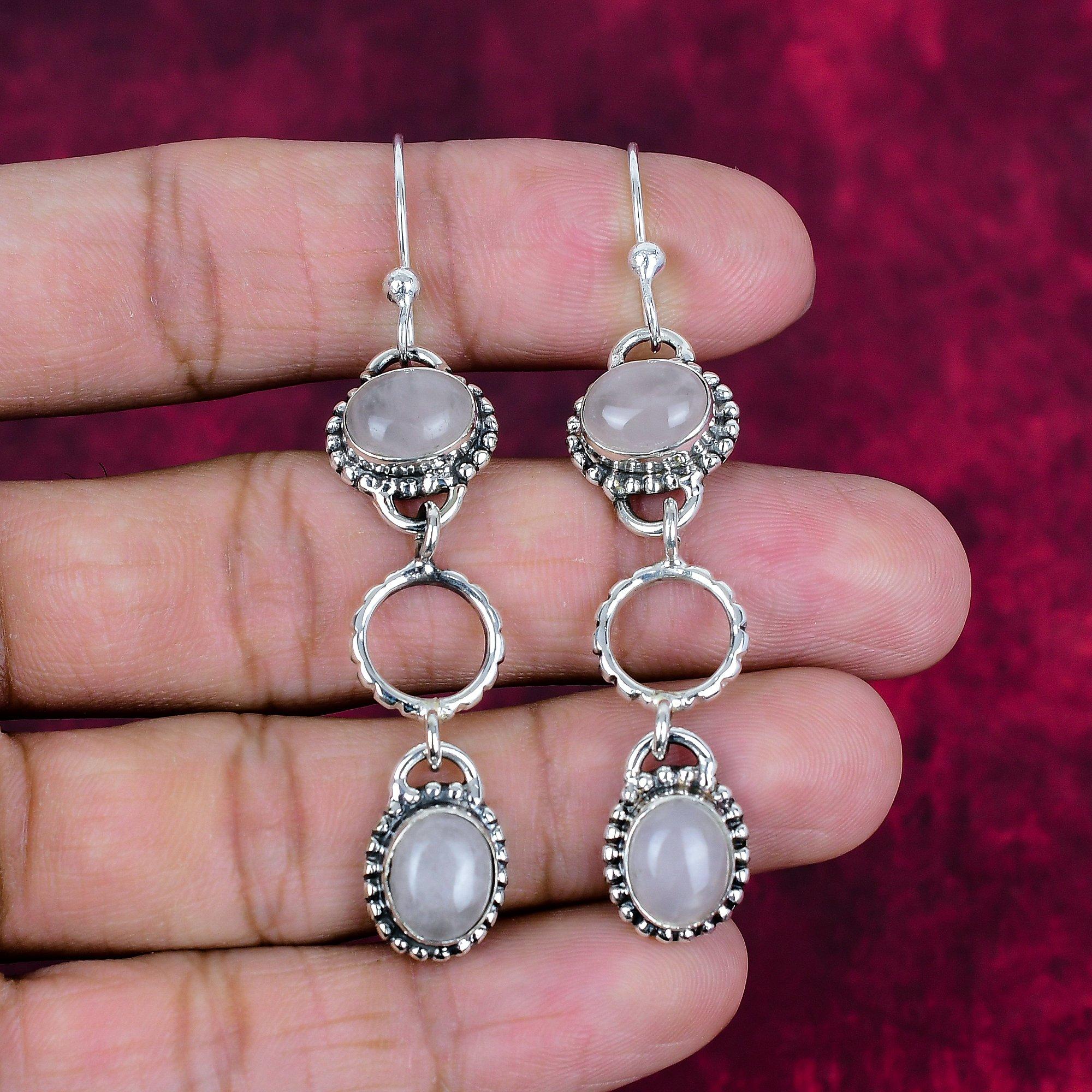 

Серьги из цельного серебра 925 пробы с лунным камнем, серьги ручной работы с драгоценными камнями, подарки для жены, абсолютно новые серьги 2.76 Inches белый