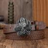 Unisex PU Leather Belt with Eagle Pattern Large Buckle
