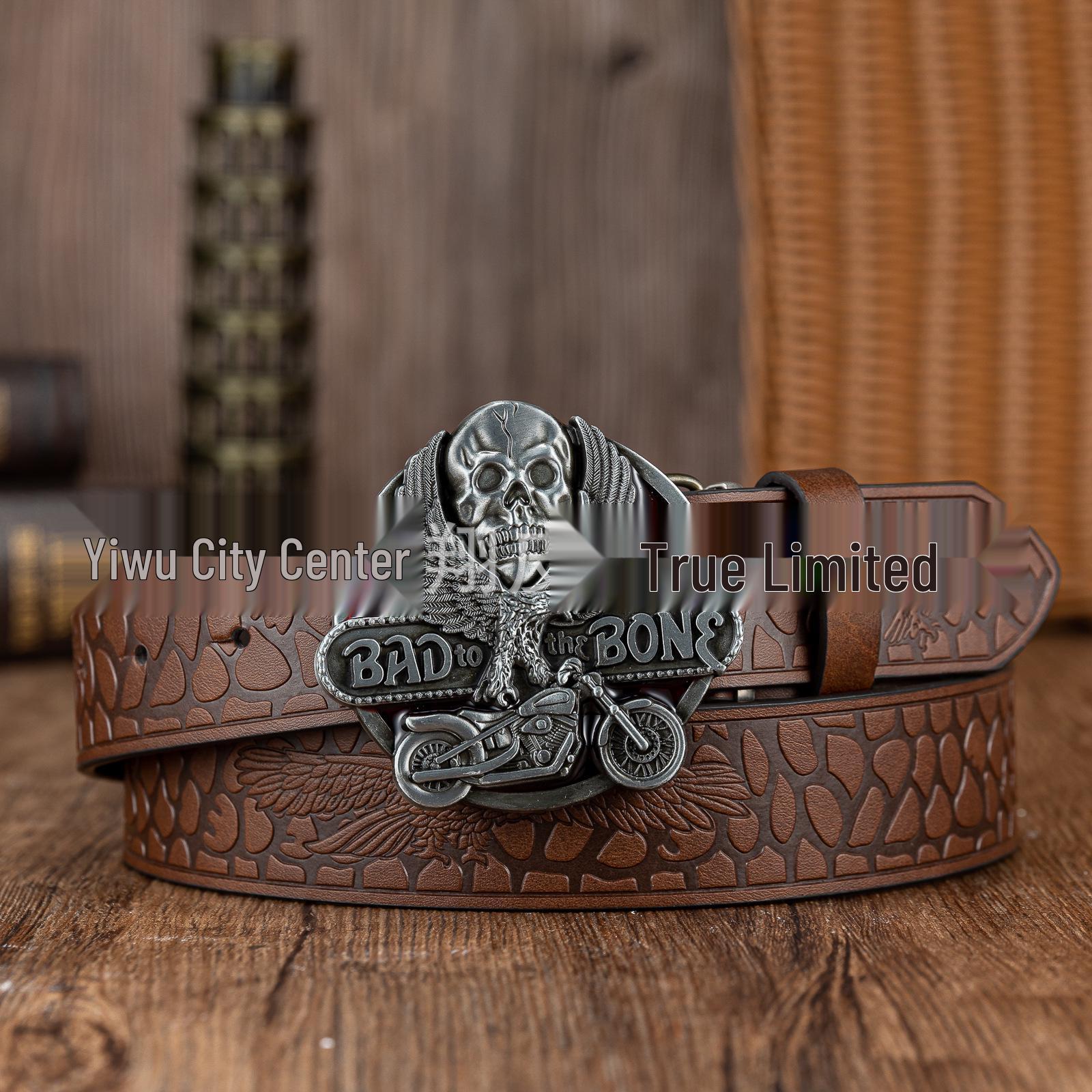 Unisex PU Leather Belt with Eagle Pattern Large Buckle 120cm коричневый