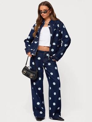 Dunkle gepunktete Freizeitjeans für Damen