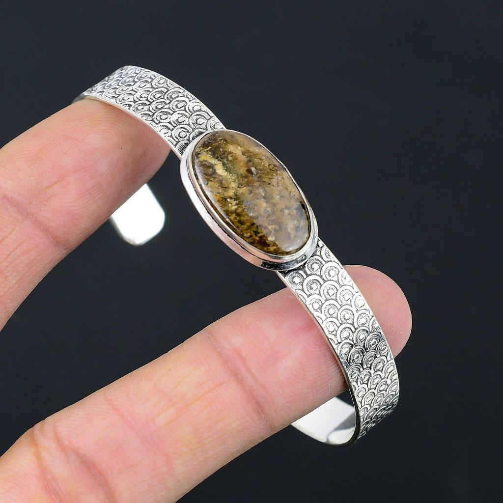 Daughters Day Sale 925 Silver Bronzite Gemstone Wedding Wife New Bangle Bracelet