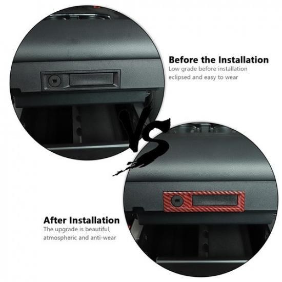 Central Armrest Box Switch Cover Trim Frame For Ford F150 2021+ Red Carbon Fiber