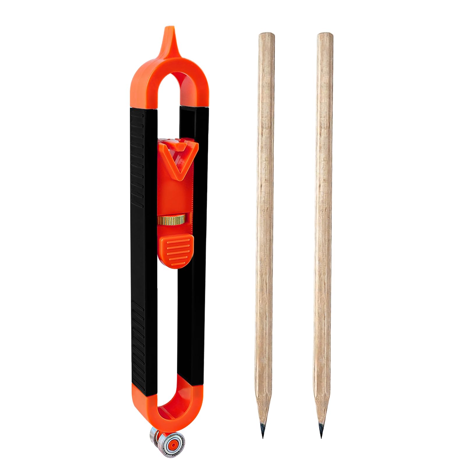 

Tool With 2 Pencil,Woodworking Scriber Line Maker,Woodworking Edge Corner Measuring Profile Duplicator, Measuring Tool With Adjustable Lock For One Size помаранчевий