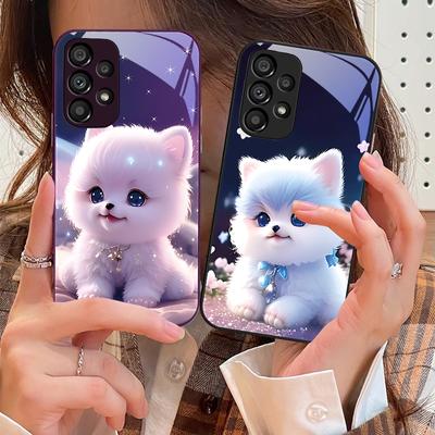 Perro Lindo Pequeño Verde Para Samsung Galaxy S10 4G S20 11E 30 S21 21Fe 22 S24 Pro S23 Ultra 5G S8 S9 Funda de Teléfono de Vidrio Templado