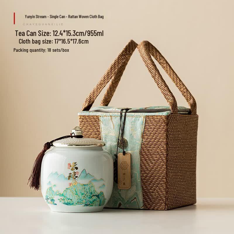Thousand Li Landscape Ceramic Tea Caddy