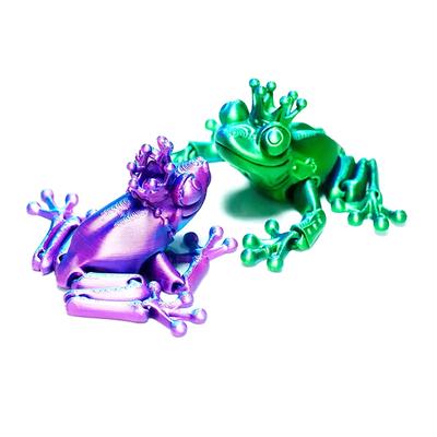1 Piece Kitchen Home Decoration 3D Printing Simulation Crown Frog Joint Movable Frog Ornaments Offices Funny Animal Desk Toys