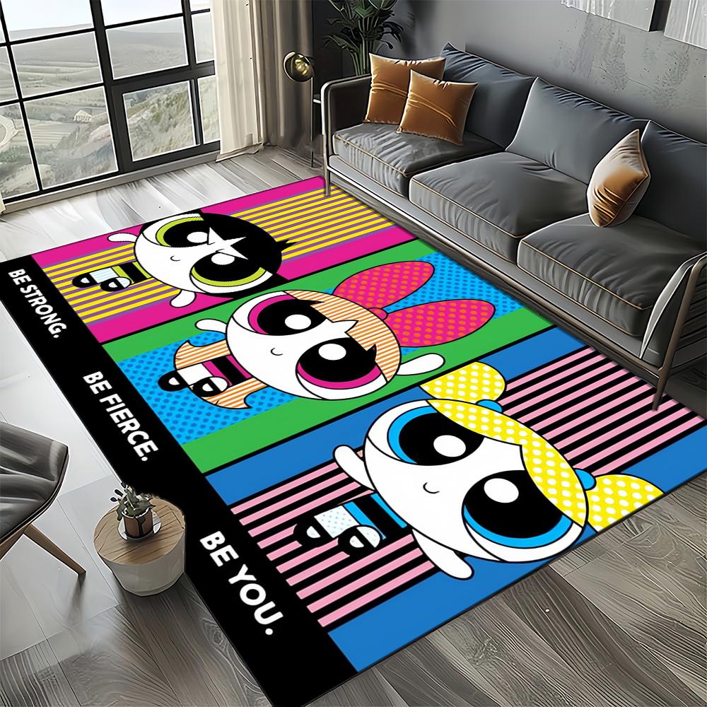 27 Style New Kawaii P-Powerpuff Girl Cartoon Carpet Rug for Living Room Bedroom Home Sofa Decoration,Kid Play Non-slip Floor Mat