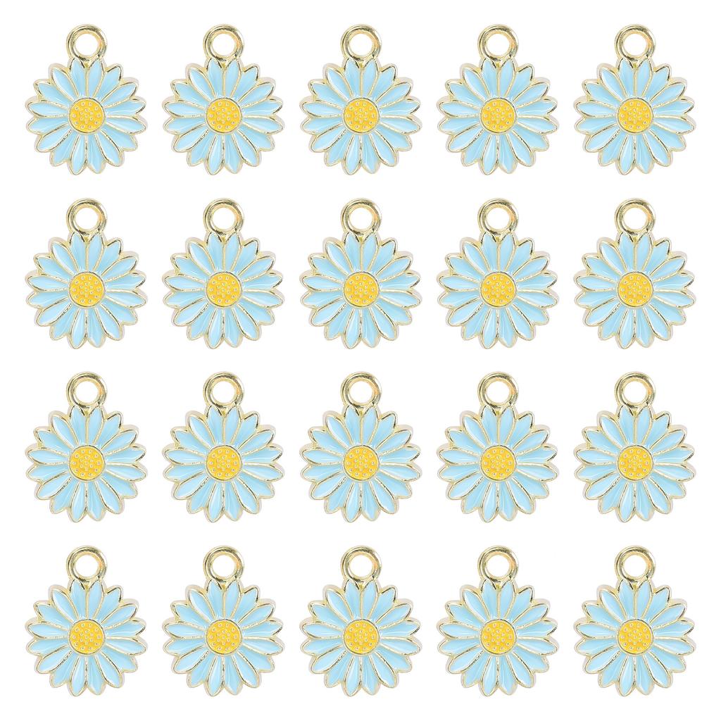 20 Pcs Little Daisy Pendant Metal Flower Pendant Charm Fashion Jewelry DIY Accessories for DIY Necklace Bracelet Earring
