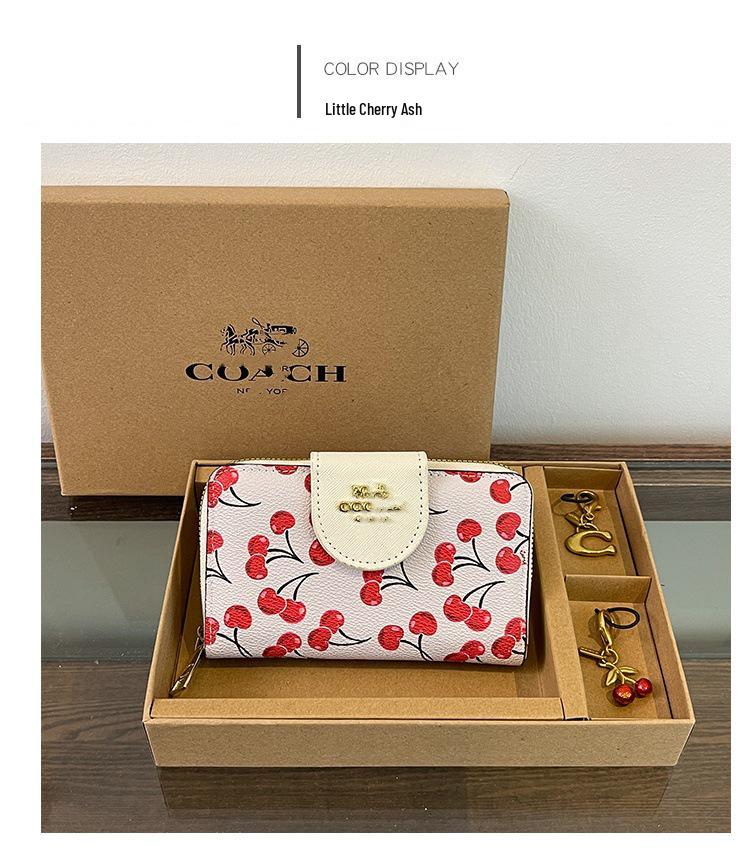 

2025 Cross-Border Exquisite Mini Handbag with Cherry Charm Keychain - European & American Style Wallets & Cardholders
