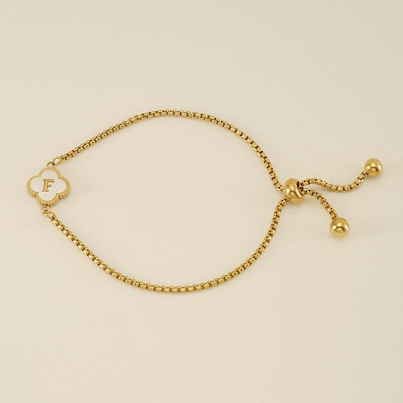 Stainless Steel Shell Clover Letter Bracelet Unique Design Fashionable Wrist Jewelry for Women
