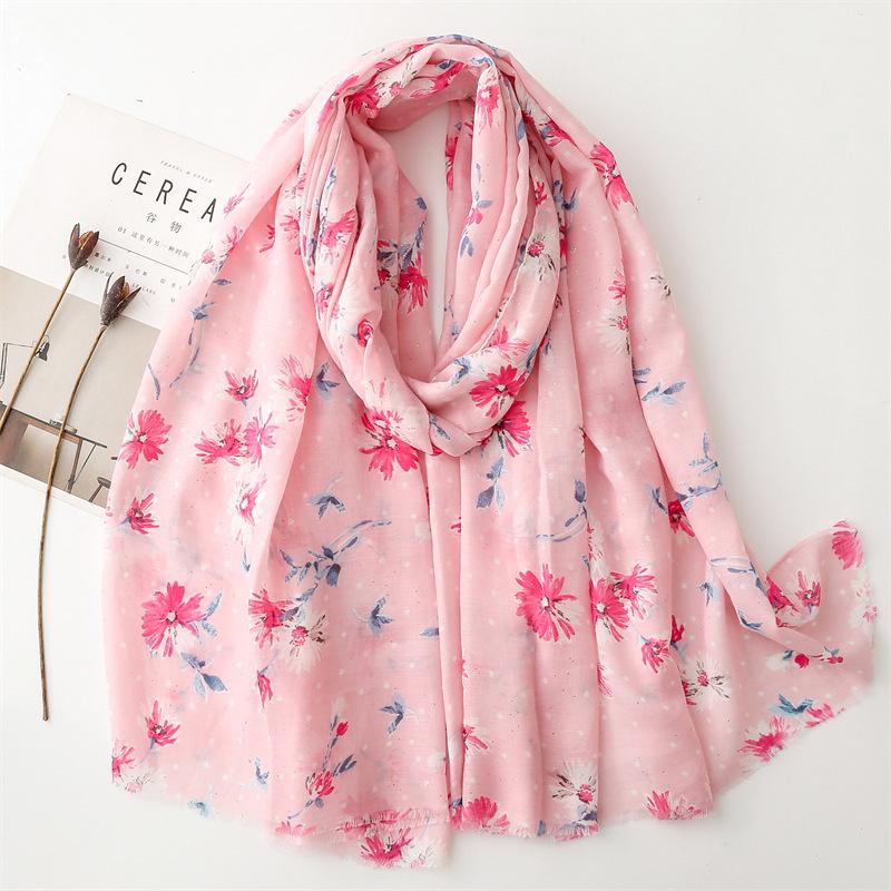 New Floret Cotton Pashmina Shawl Lady Wrap Warm Winter Scarves Autumn Design Print Female Foulard Beach Stoles Luxury Scarf