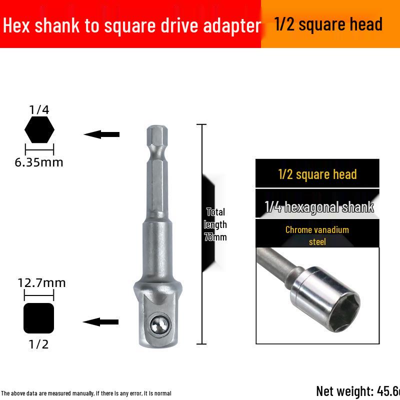 Hex Shank To Square Drive Socket Adapter for Electric Wrenches