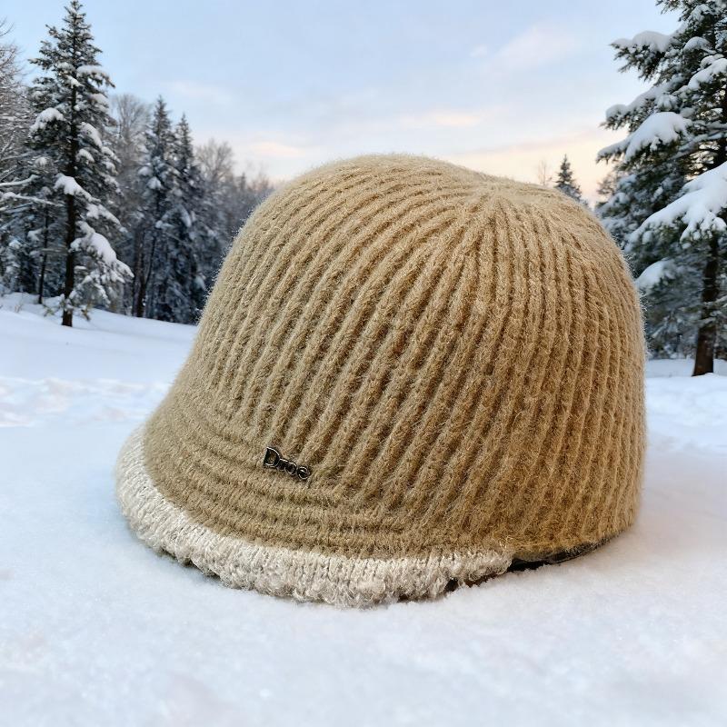 

Autumn and Winter Travel Atmosphere Versatile Casual Knitted Bucket Hats Women Version of Retro Literary Warm Basin Cap хакі