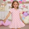 Girls Short Sleeve Polo Dress with Polka Dot Print and Pockets Casual Lightweight Summer Dress for Kids