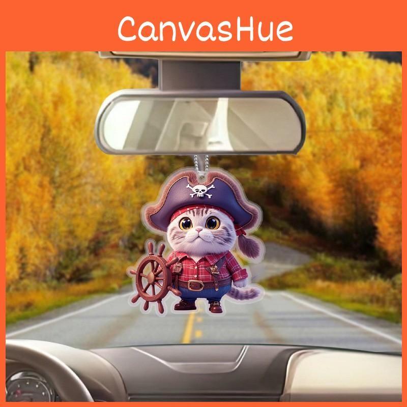 Pandantiv Pisică Pirat Drăguță cu Suprafață Plată Acrilică Pentru Accesorii Interioare Vehicul