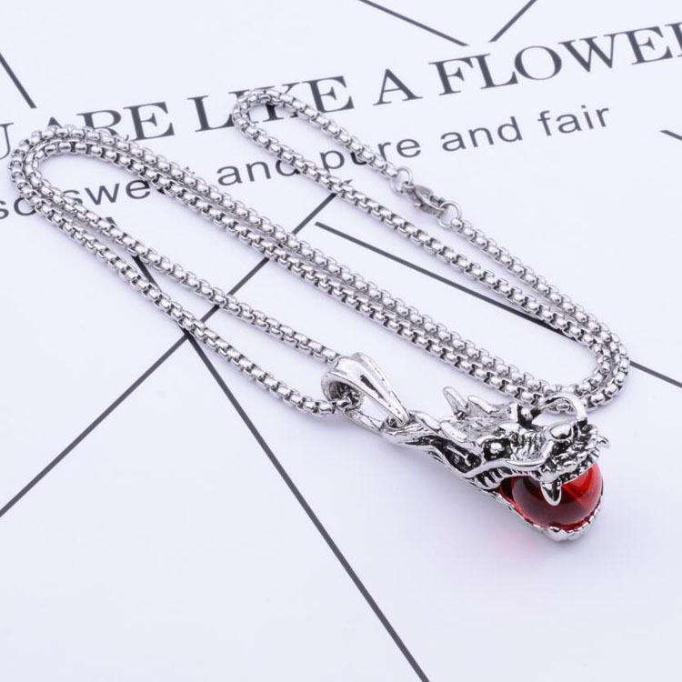 Korean Style Fierce Dragon Titanium Pendant Necklace - Unisex Student Accessory